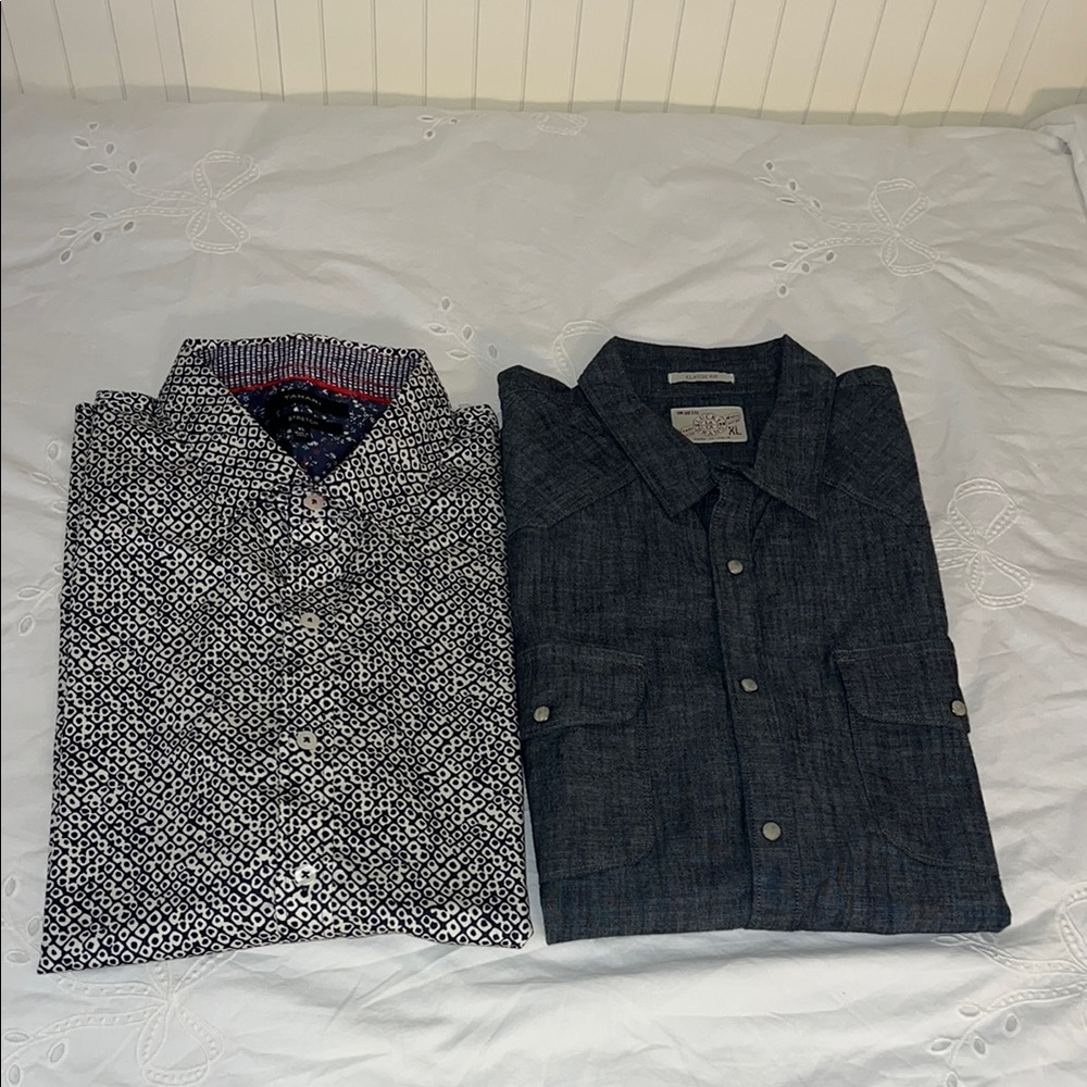 Lucky Brand Black and White Casual Button Down Shirts